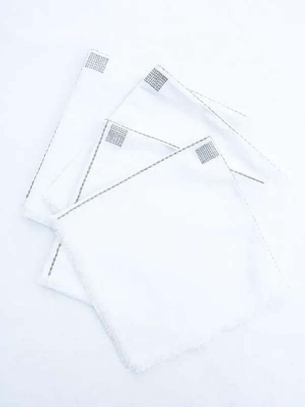 Serviettes de Table CHAKHON - Broderie sur Coton Lin - Ivoire/Taupe by No-mad