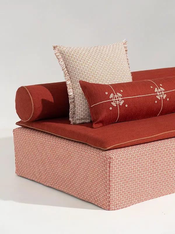 Coussins Lombaires VAYU - Broderie sur Coton Jute - Terracotta by No-mad