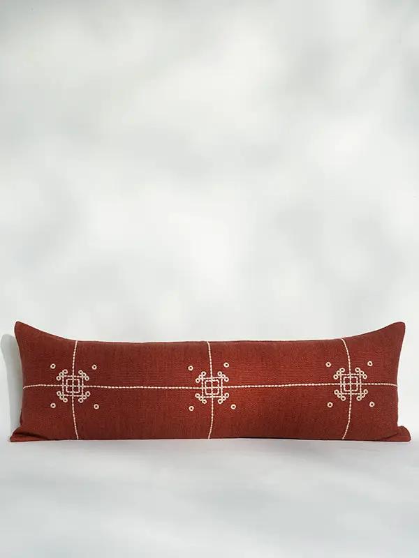 Coussins Lombaires VAYU - Broderie sur Coton Jute - Terracotta by No-mad