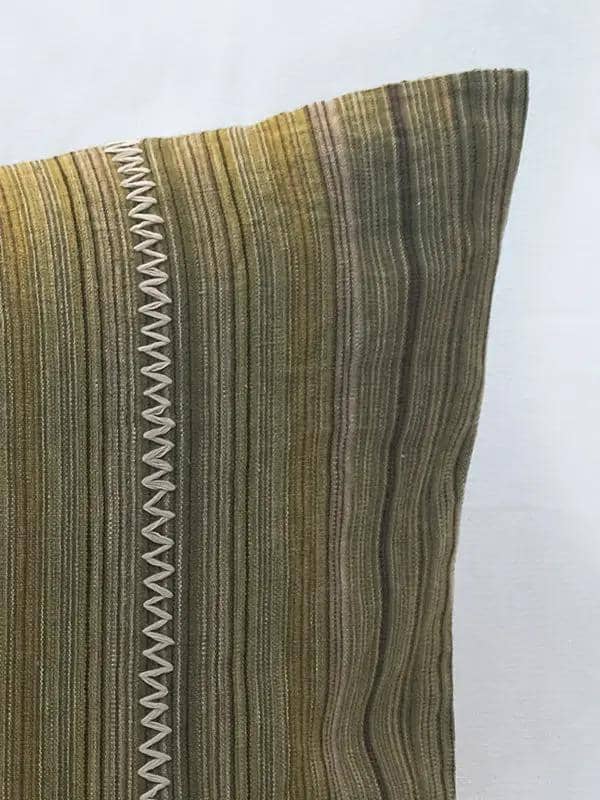 Housse de Coussin KINTSU - Broderie sur Lin - Kaki by No-mad