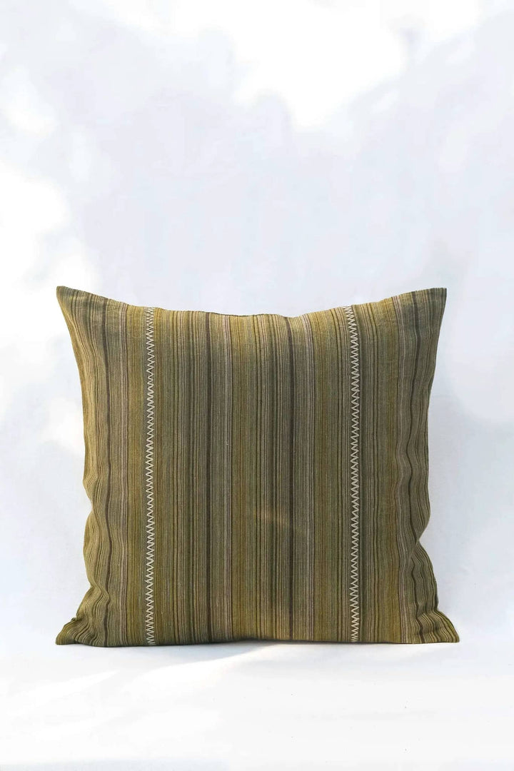 Housse de Coussin KINTSU - Broderie sur Lin - Kaki by No-mad