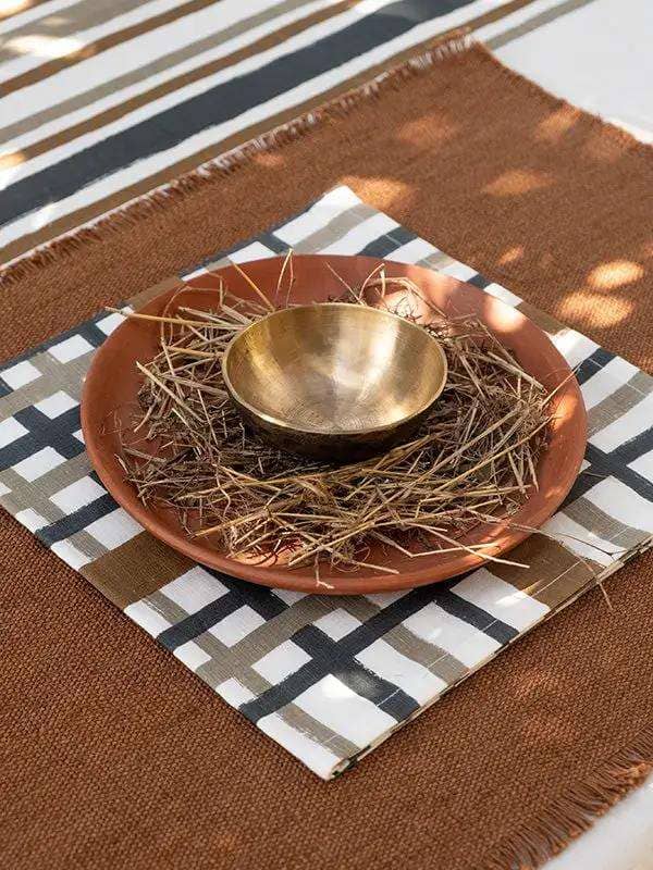 Sets de Table PRAKRIT - Bords Effilochés à la Main - Lot de 2 - Tabac by No-mad