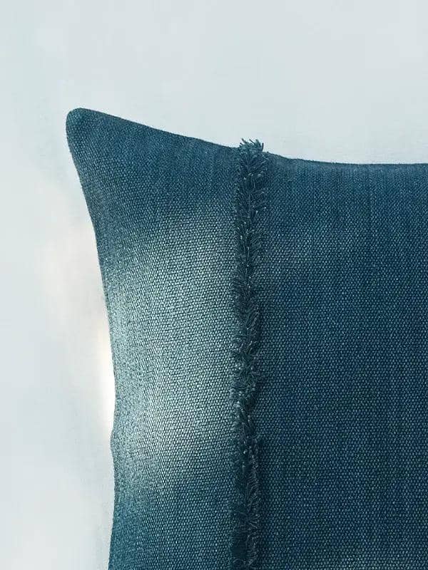 Housse de Coussin PRANIT - Détails Effilochés à la Main - Vert Canard by No-mad