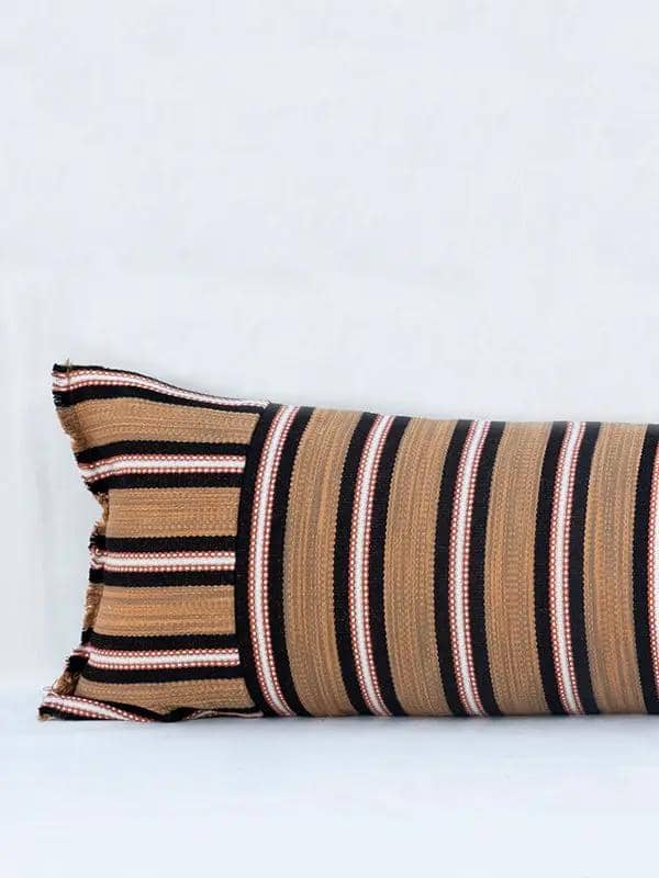 Coussins Lombaires PRATHA - Rayure Mashru - Ocre/Noir by No-mad