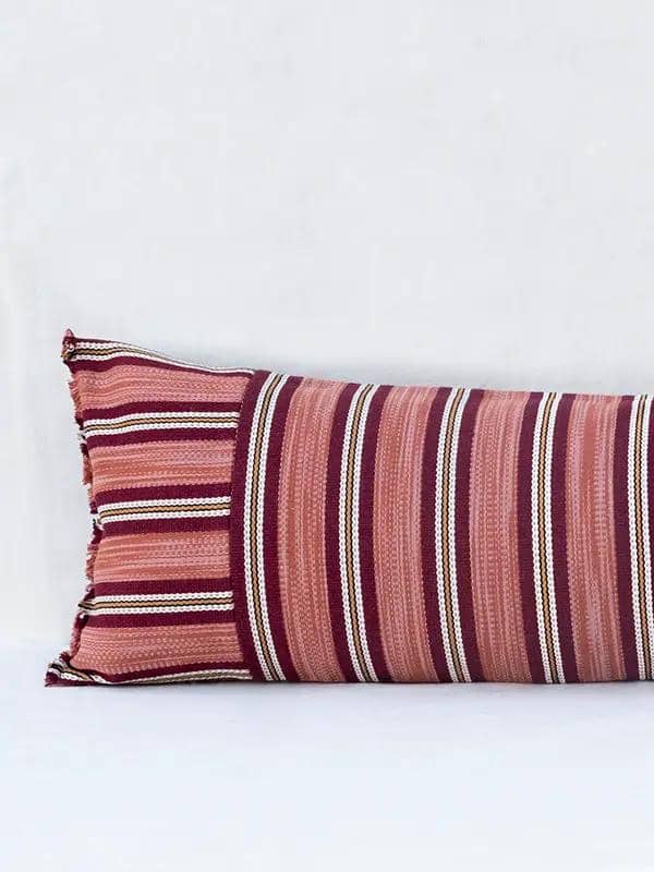 Coussins Lombaires PRATHA - Rayure Mashru - Vieux Rose/Cramoisi by No-mad