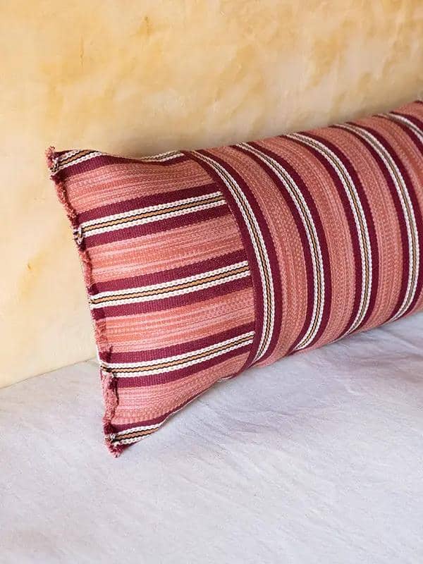 Coussins Lombaires PRATHA - Rayure Mashru - Vieux Rose/Cramoisi by No-mad