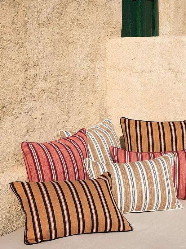 Housse de Coussin PRATHA - Rayure Mashru - Vieux Rose/Cramoisi by No-mad