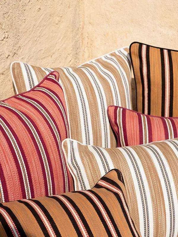 Housse de Coussin PRATHA - Rayure Mashru - Vieux Rose/Cramoisi by No-mad
