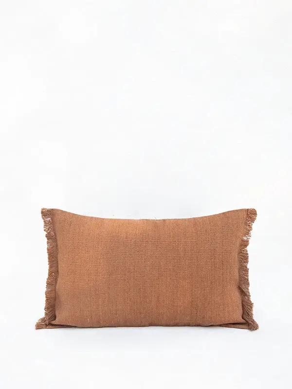 Housse de Coussin PRERIT - Bords Effilochés à la Main - Tabac by No-mad