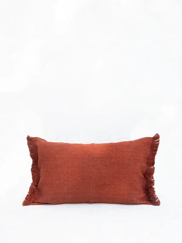 Housse de Coussin PRERIT - Bords Effilochés à la Main - Terracotta by No-mad