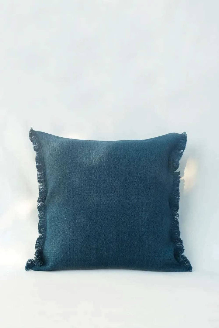 Housse de Coussin PRERIT - Bords Effilochés à la Main - Vert Canard by No-mad