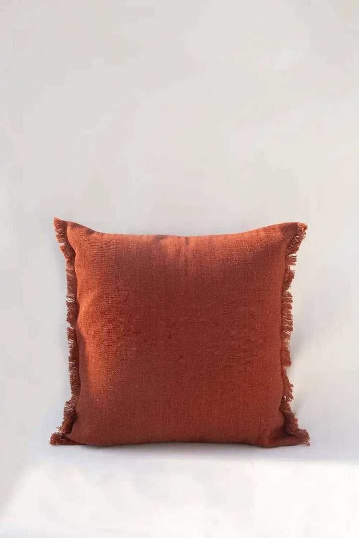 Housse de Coussin PRERIT - Bords Effilochés à la Main - Terracotta by No-mad