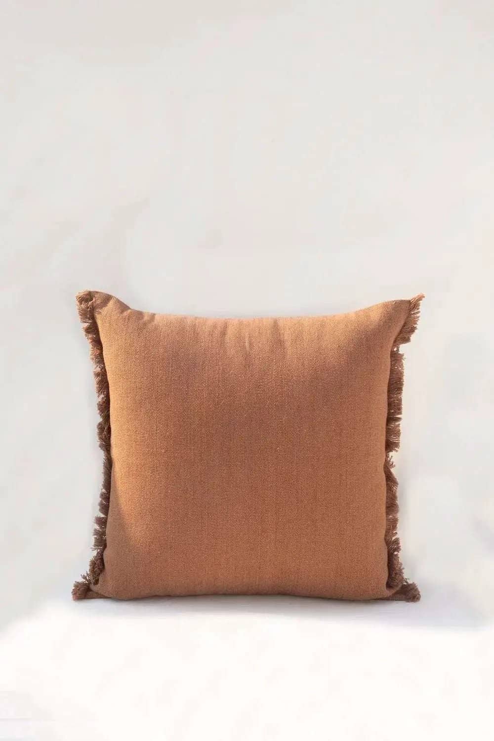 Housse de Coussin PRERIT - Bords Effilochés à la Main - Tabac by No-mad