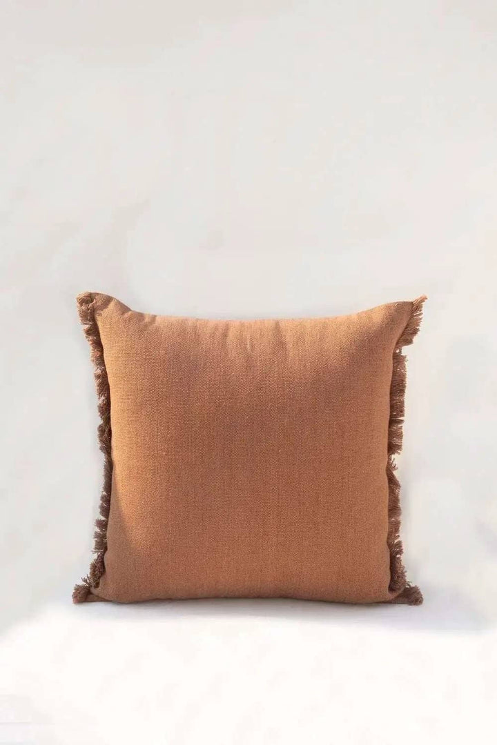 Housse de Coussin PRERIT - Bords Effilochés à la Main - Tabac by No-mad