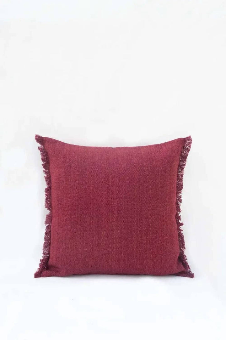 Housse de Coussin PRERIT - Bords Effilochés à la Main - Lie de vin by No-mad
