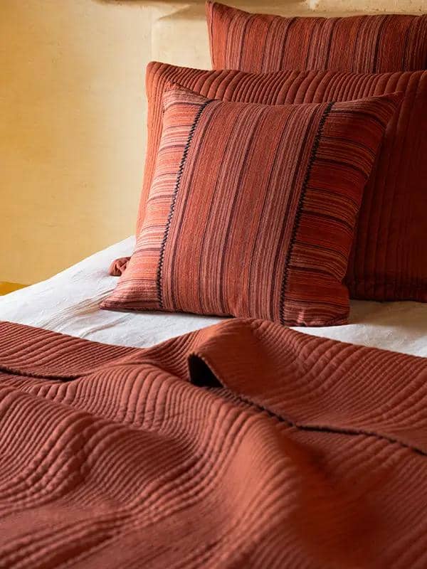 Housse de Coussin KINTSU - Broderie sur Lin - Terracotta by No-mad