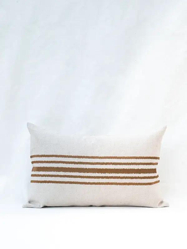 Housse de Coussin RAKU - Broderie sur Coton Lin - Tabac by No-mad