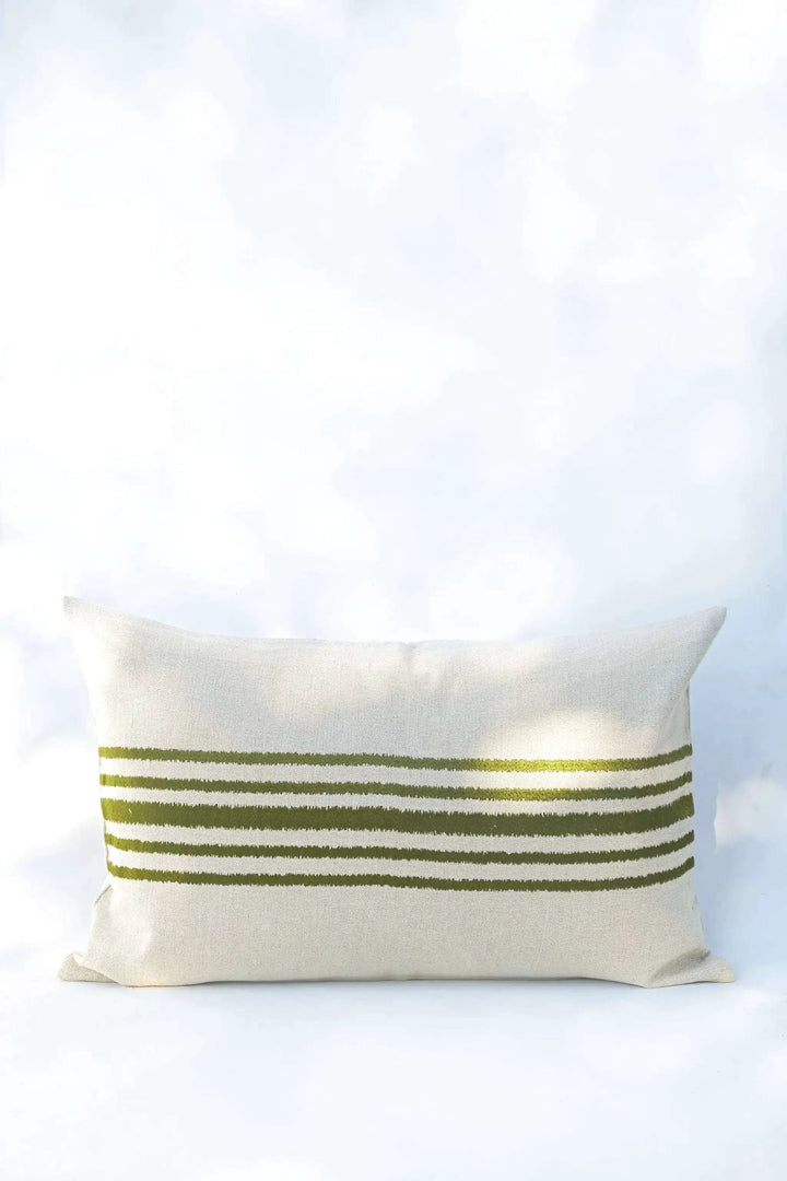 Housse de Coussin RAKU - Broderie sur Coton Lin - Kaki by No-mad