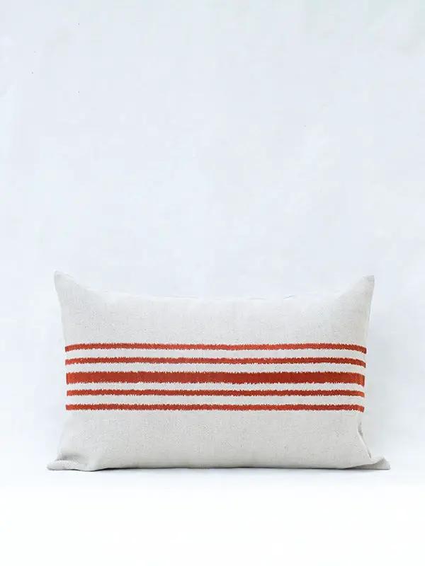 Housse de Coussin RAKU - Broderie sur Coton Lin - Terracotta by No-mad
