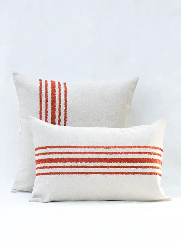 Housse de Coussin RAKU - Broderie sur Coton Lin - Terracotta by No-mad