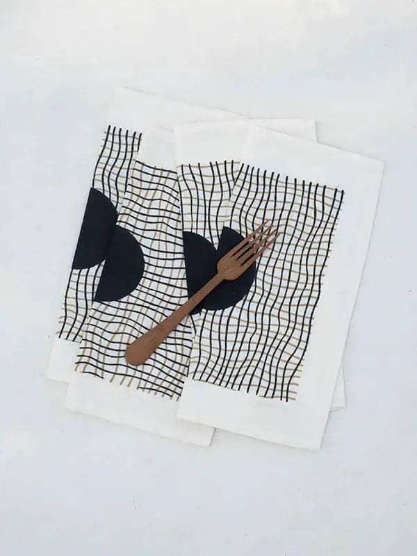 Sets de Table PRAKRIT - Bords Effilochés à la Main - Lot de 2 - Noir by No-mad