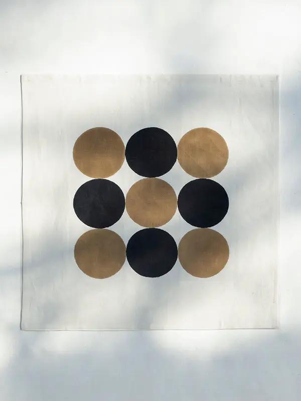 Serviettes de Table RAHA -Impression au Tampon sur Coton Lin - Lot de 4 - Noir/Tabac by No-mad