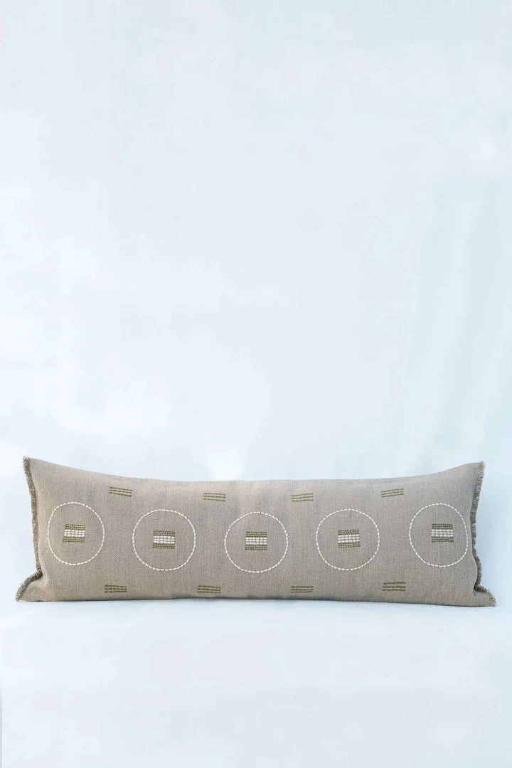 Coussins Lombaires SHUNYA - Broderie sur Coton Jute - Taupe/Kaki by No-mad