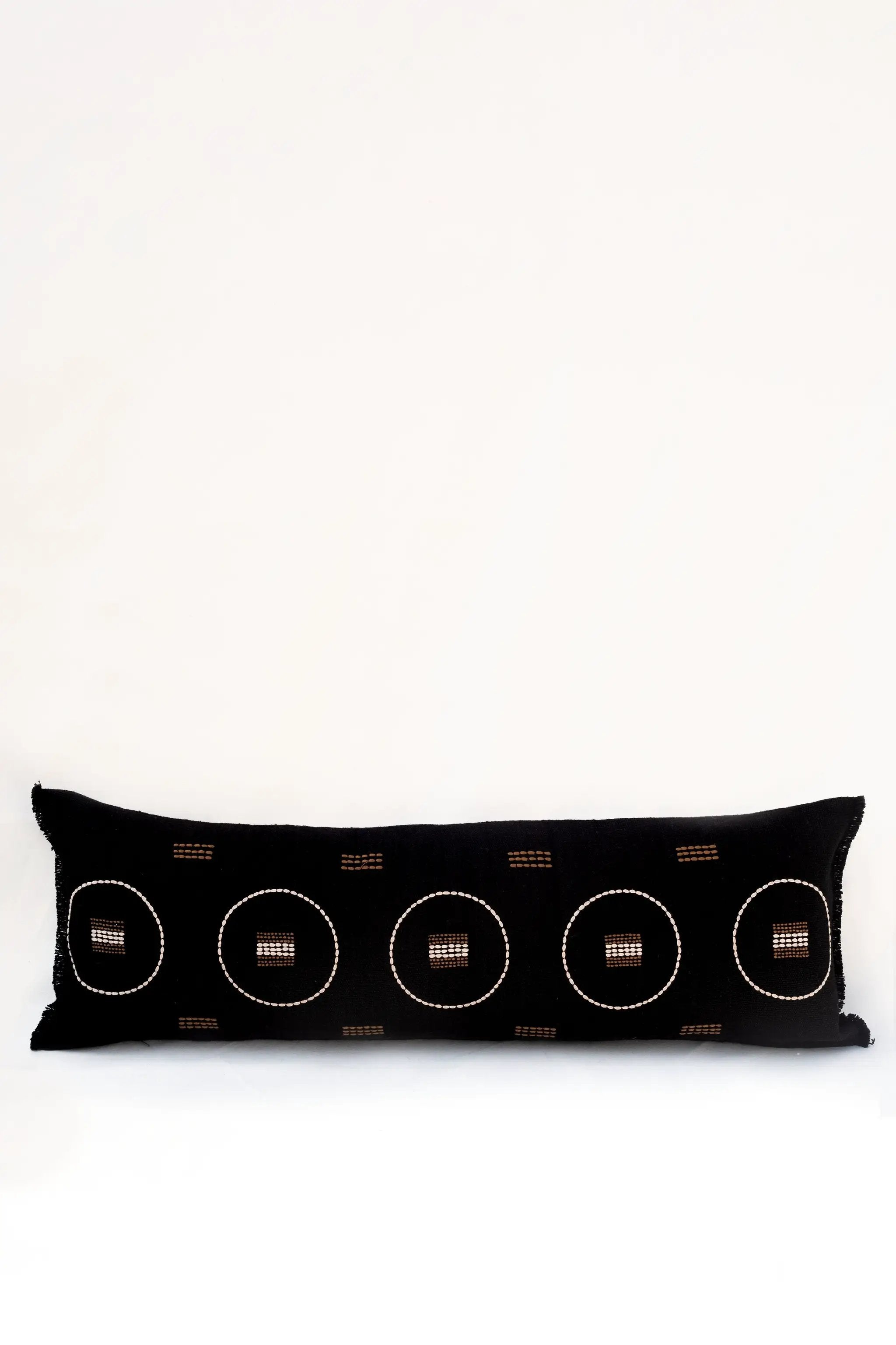 Coussins Lombaires SHUNYA - Broderie sur Coton Jute - Noir/Tabac by No-mad