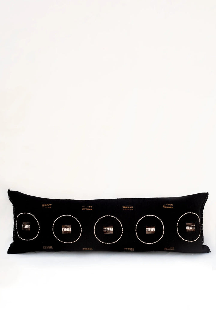 Coussins Lombaires SHUNYA - Broderie sur Coton Jute - Noir/Tabac by No-mad