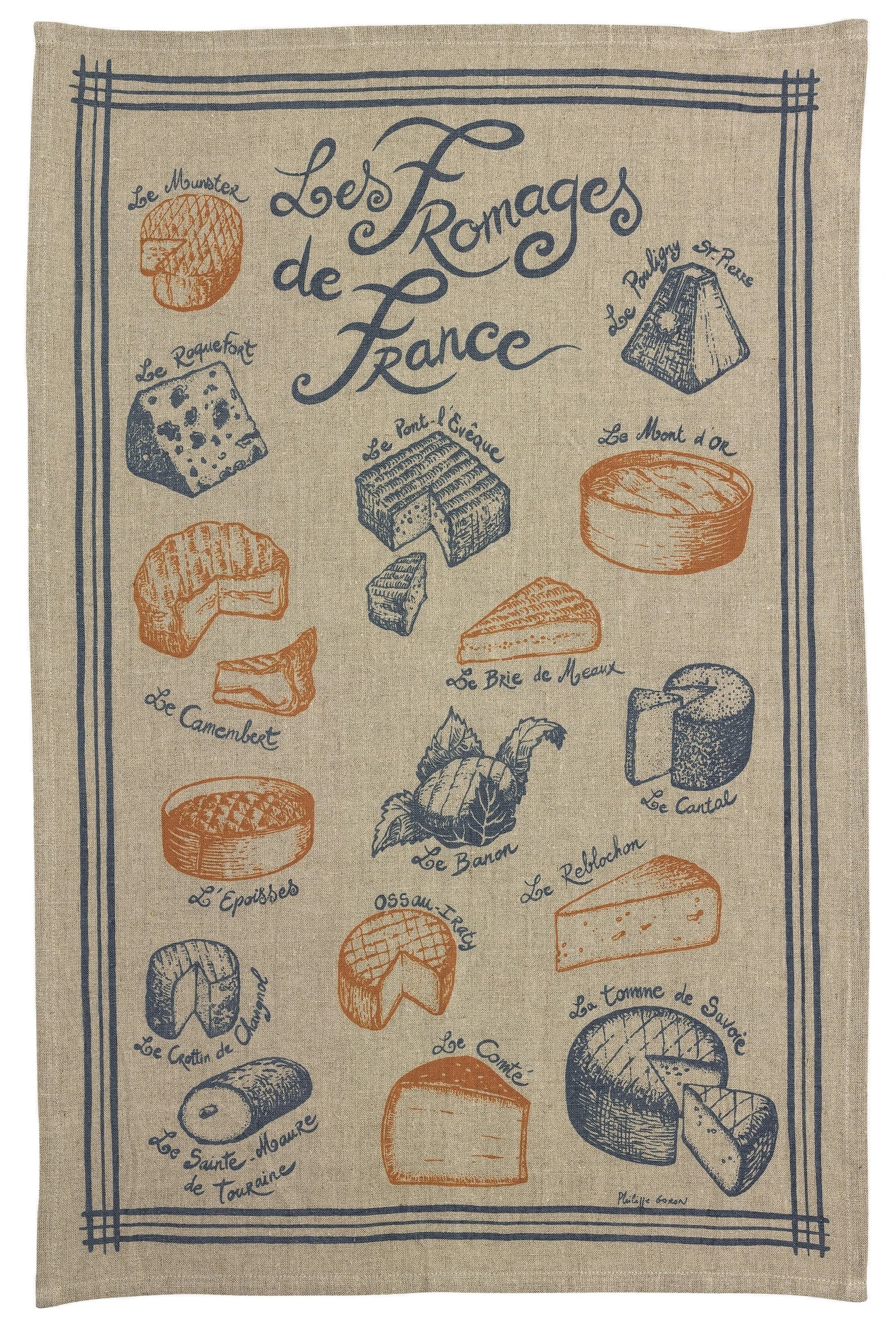 Torchon lin Les fromages Naturel 45 x 70 by Winkler