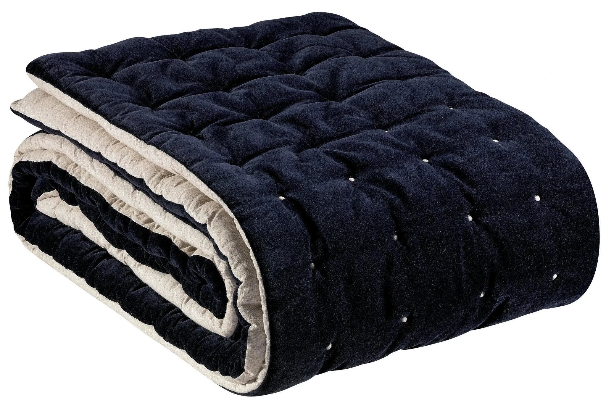 Chemin de lit Vivaraise en tissu matelassé noir et beige pour décoration et confort