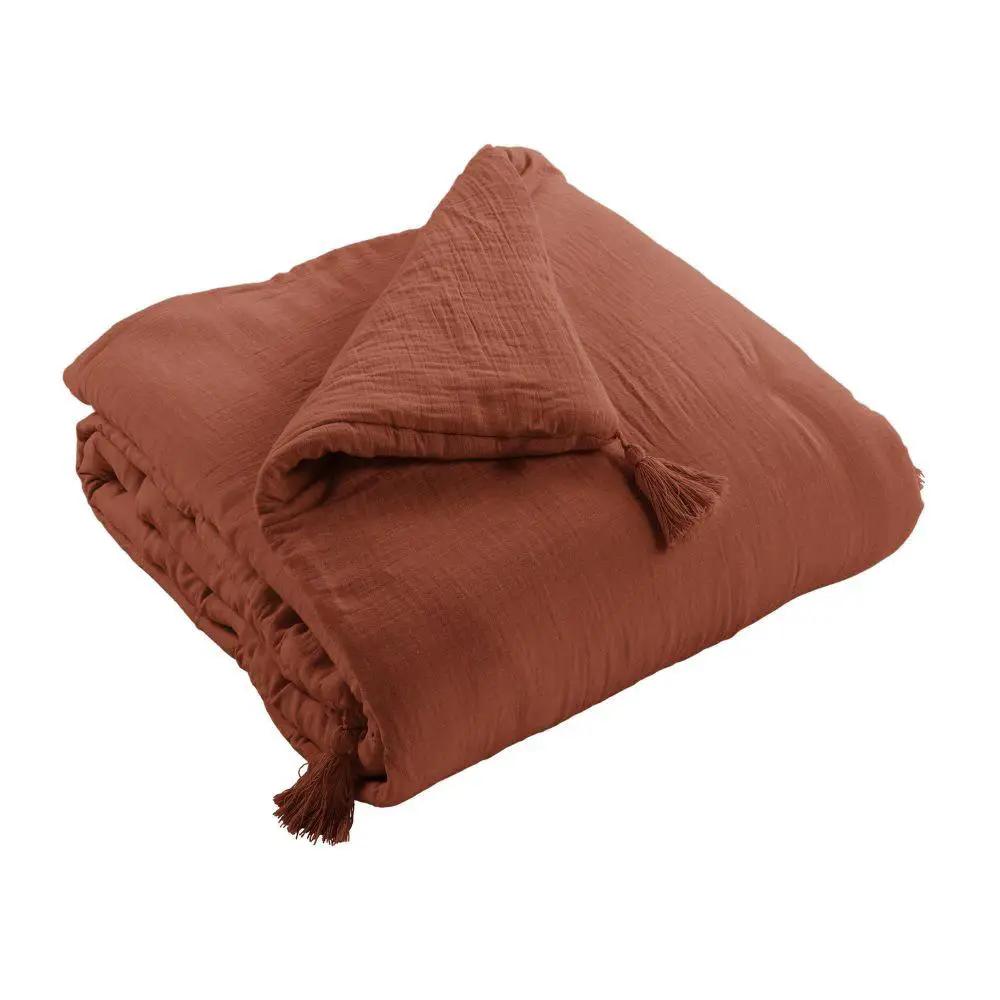 Bout de lit 90 x 200 cm Gaze de coton unie GAÏA Terracotta by L'effet papillon