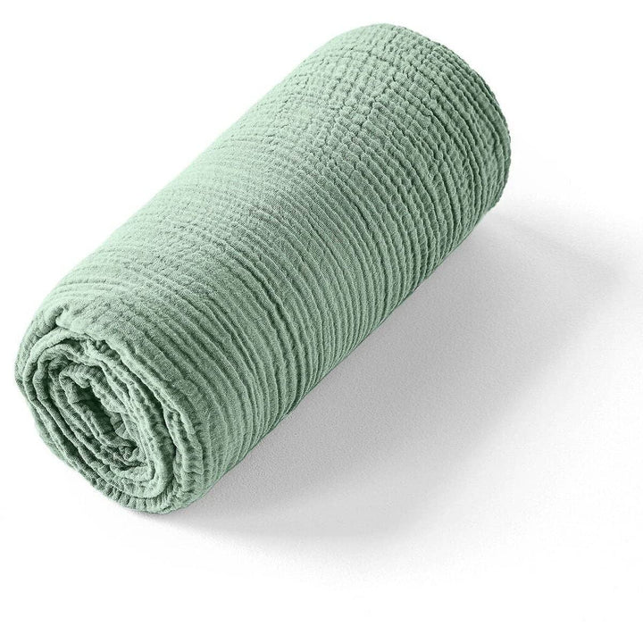 Drap housse 100% gaze de coton lavé vert givrée by Baton Rouge