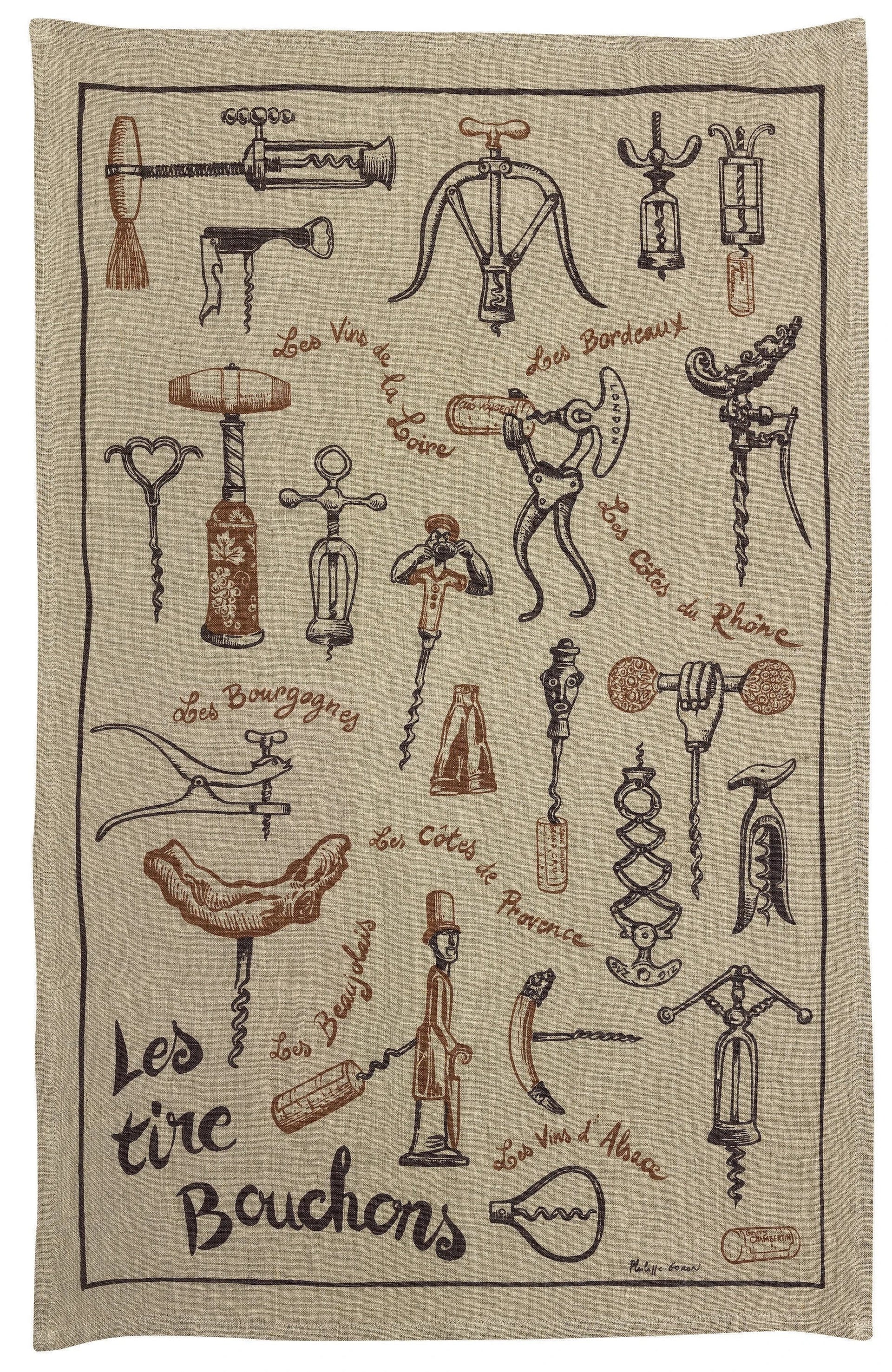 Torchon lin Les sommeliers Naturel 45 x 70 by Winkler