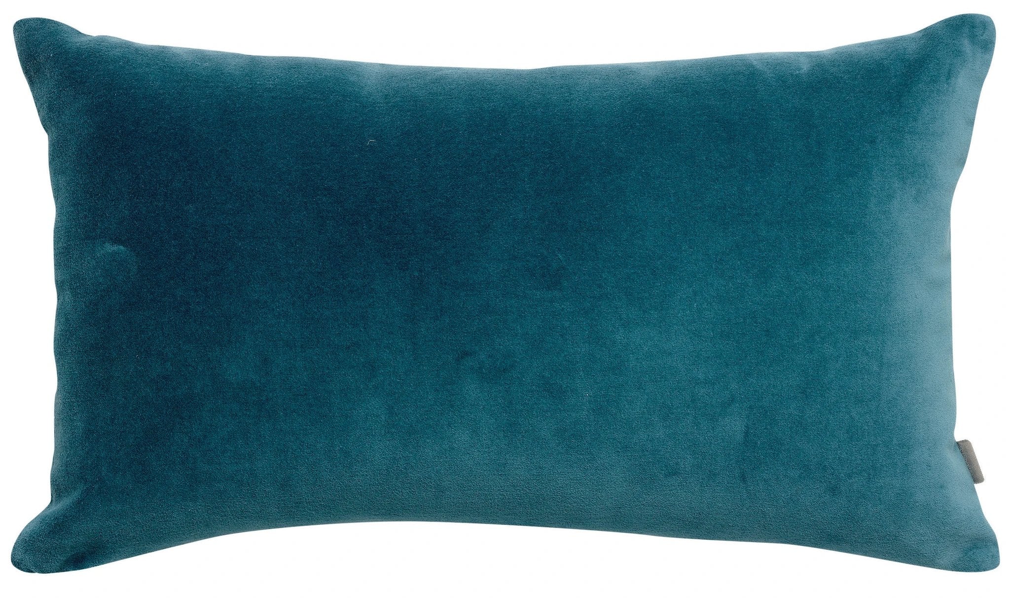 Coussin décoratif en velours bleu pétrole rectangulaire pour intérieur élégant