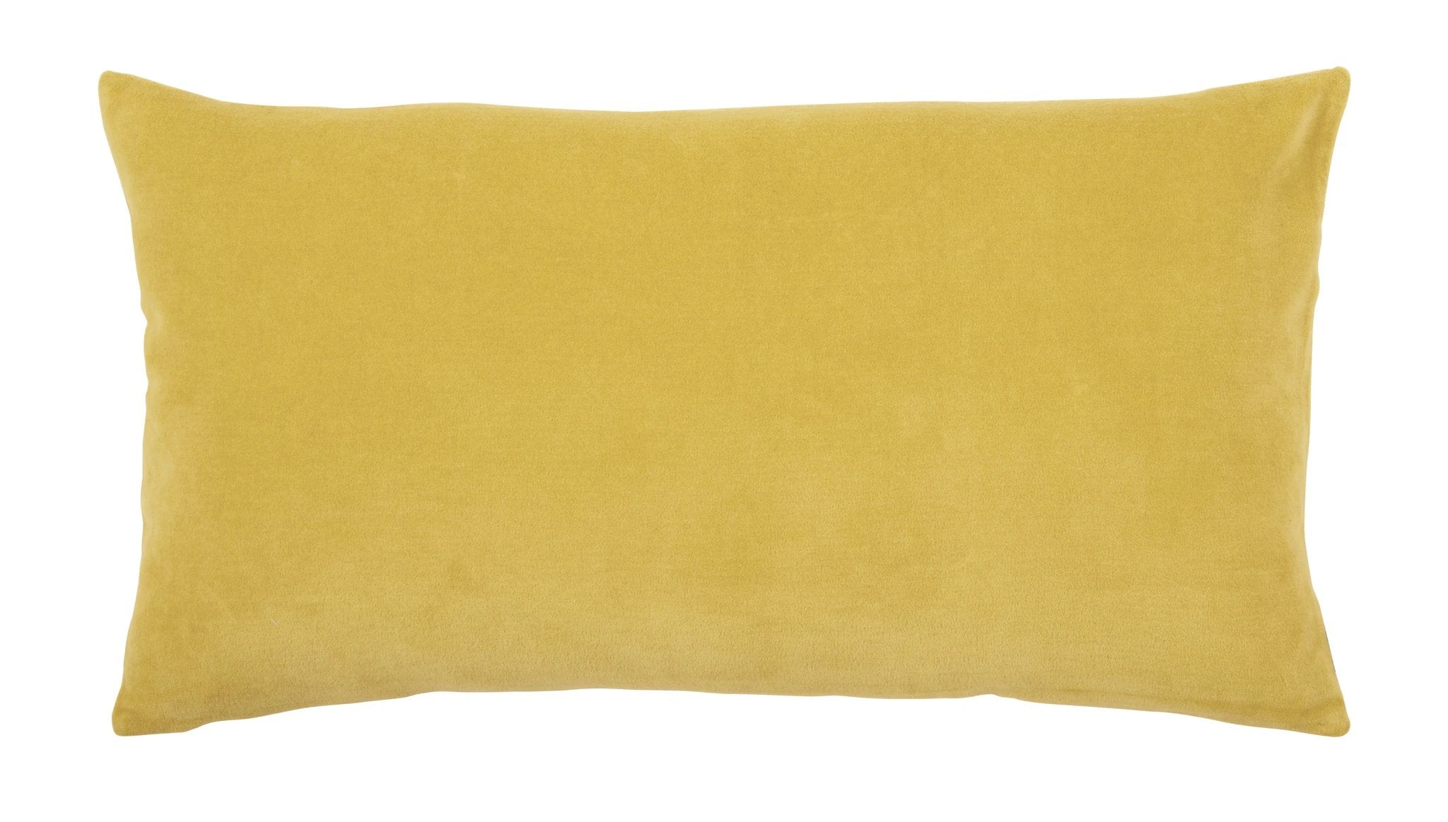 Coussin décoratif en velours jaune moutarde pour un intérieur élégant et confortable