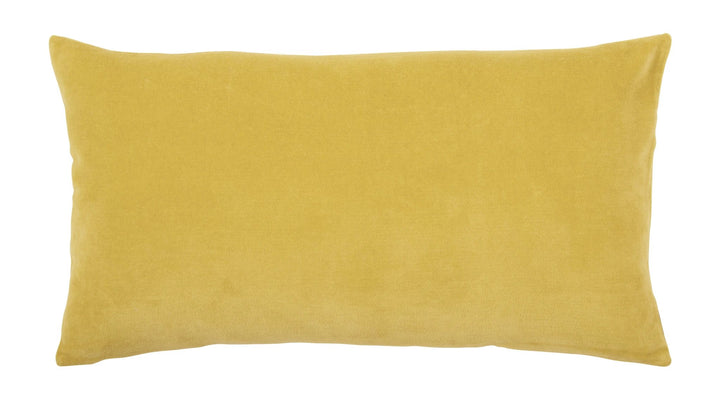 Coussin décoratif en velours jaune moutarde pour un intérieur élégant et confortable