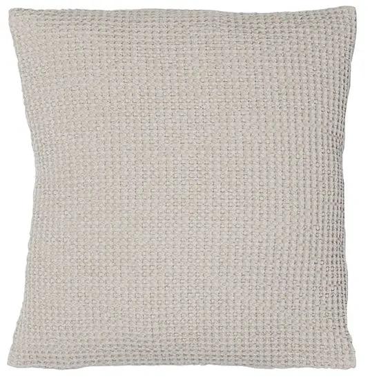 Coussin décoratif jaune Vivaraise en tissu texturé à motifs carrés pour décoration intérieure