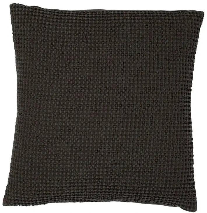 Coussin décoratif Vivaraise en tissu texturé couleur noire carrée