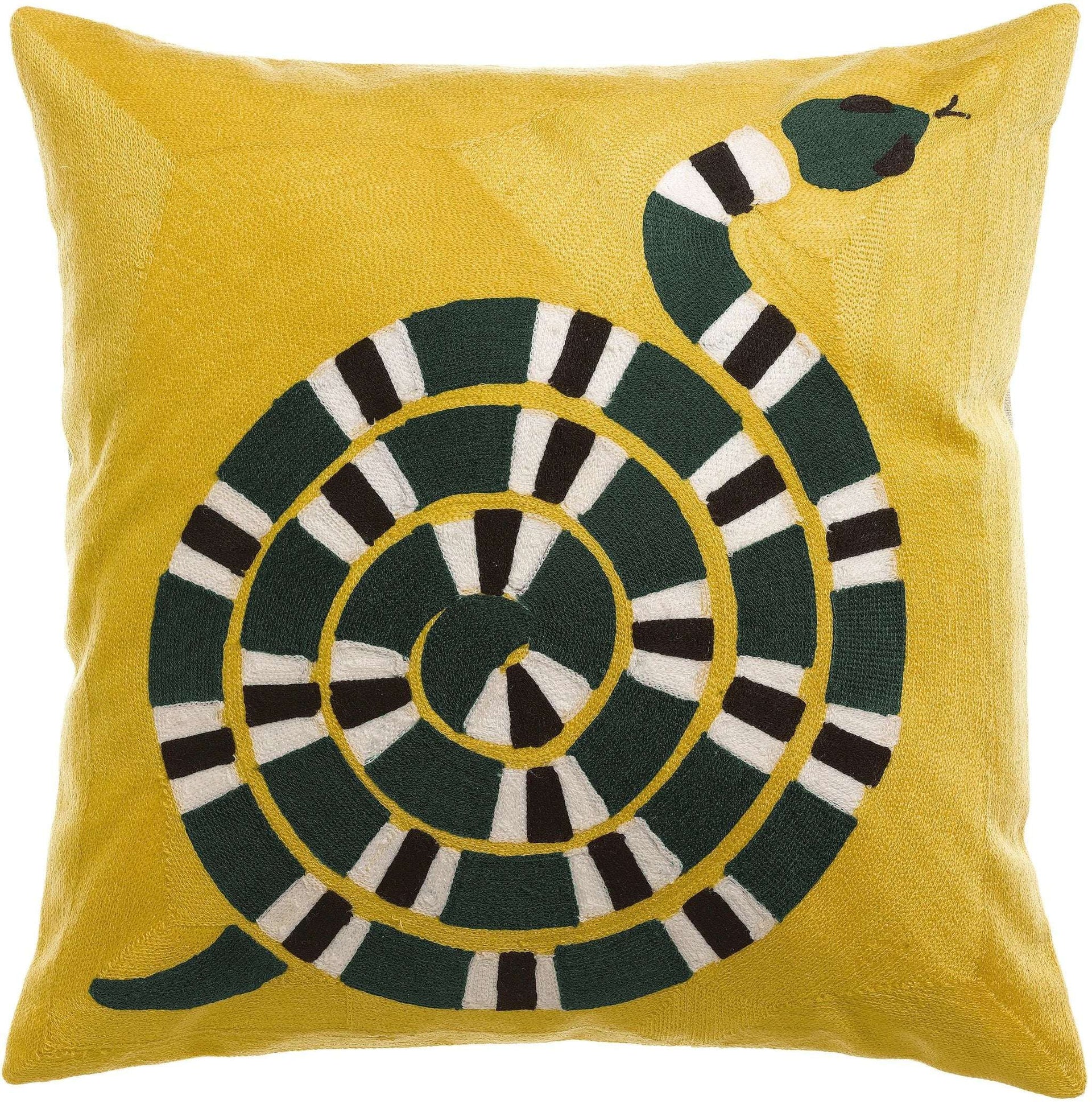 Coussin brodé Yoka Jaune by Vivaraise