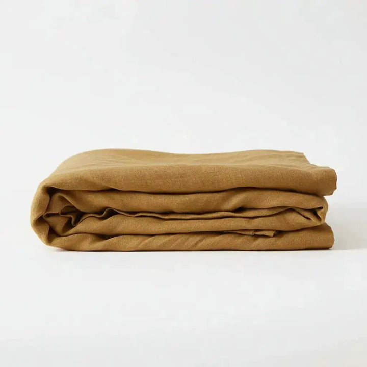 Drap plat Lin lavé SOLINE Caramel by L'effet papillon