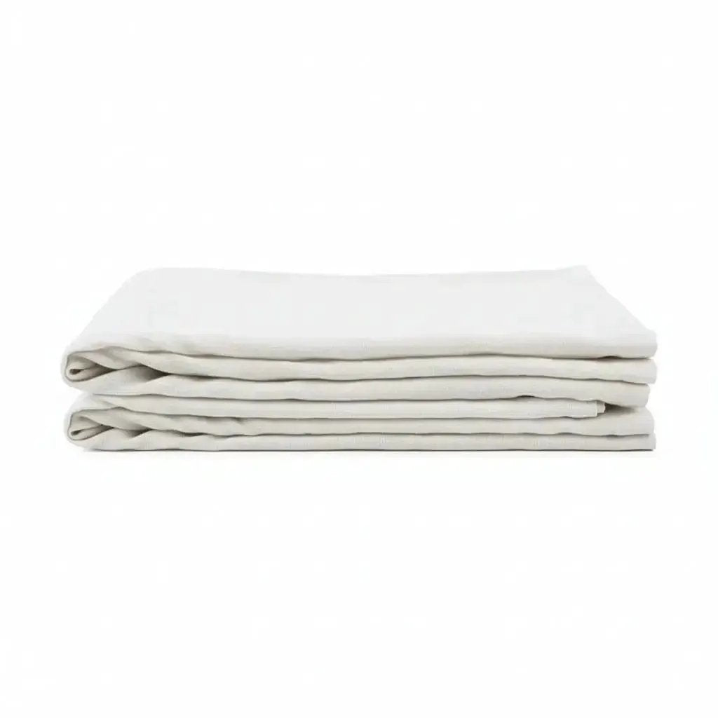 Drap plat Lin lavé SOLINE Craie by L'effet papillon