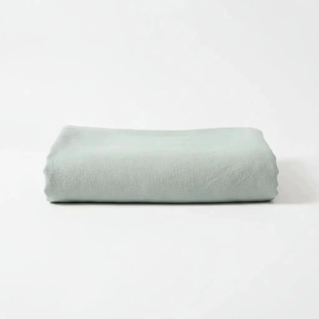 Drap plat Lin lavé SOLINE Eucalyptus by L'effet papillon