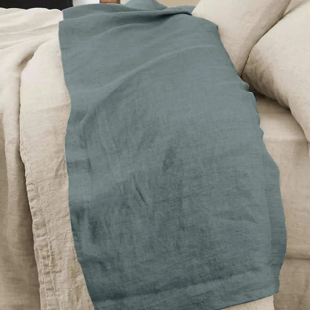 Drap plat 240 x 300 cm Lin lavé SOLINE Ardoise by L'effet papillon