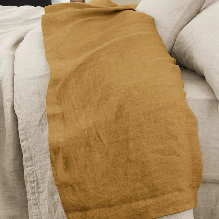 Drap plat 240 x 300 cm Lin lavé SOLINE Caramel by L'effet papillon