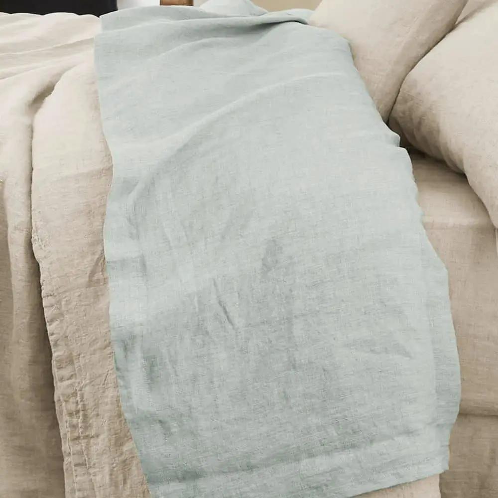Drap plat 240 x 300 cm Lin lavé SOLINE Eucalyptus by L'effet papillon