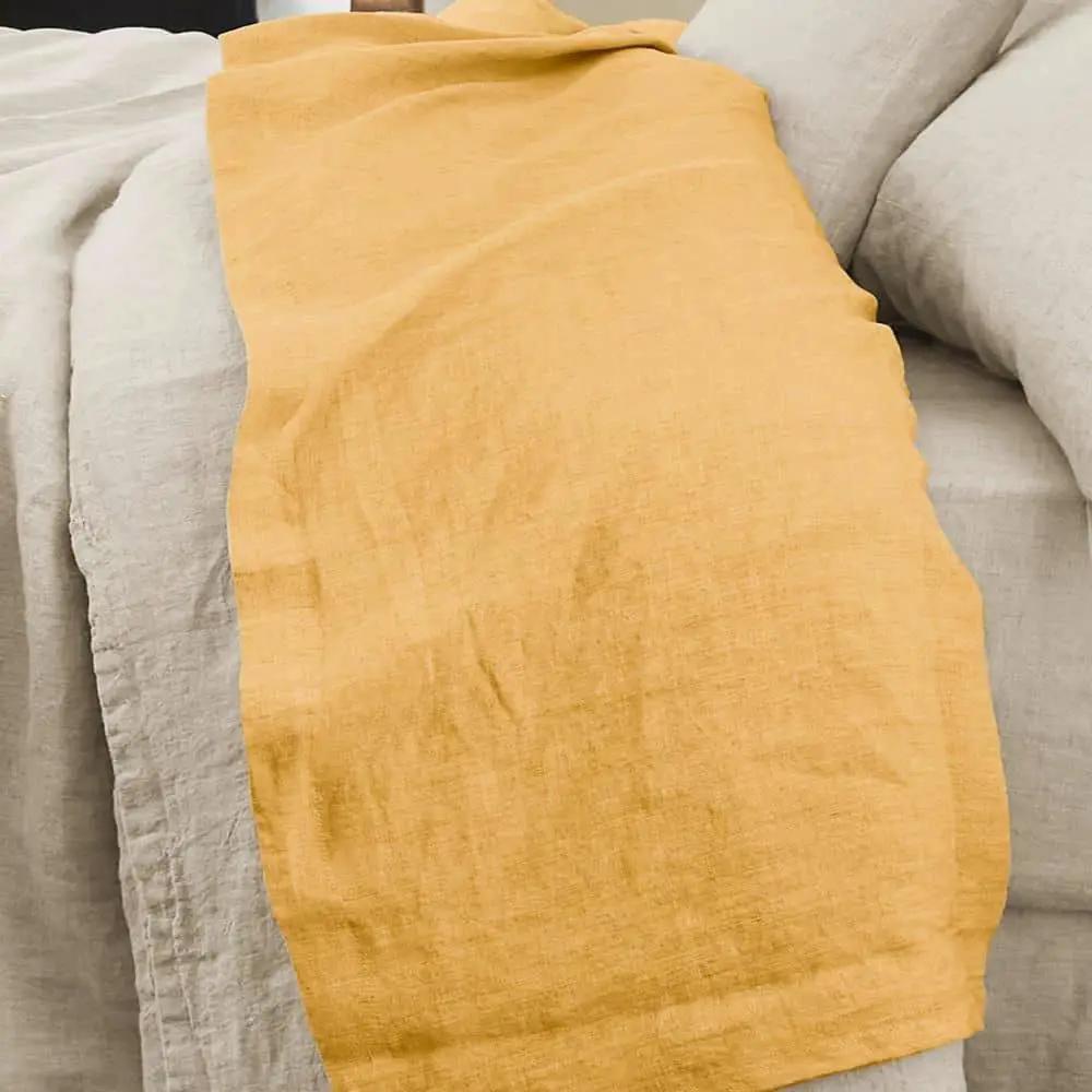 Drap plat 240 x 300 cm Lin lavé SOLINE Miel by L'effet papillon