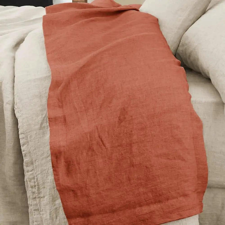 Drap plat 240 x 300 cm Lin lavé SOLINE Paprika by L'effet papillon