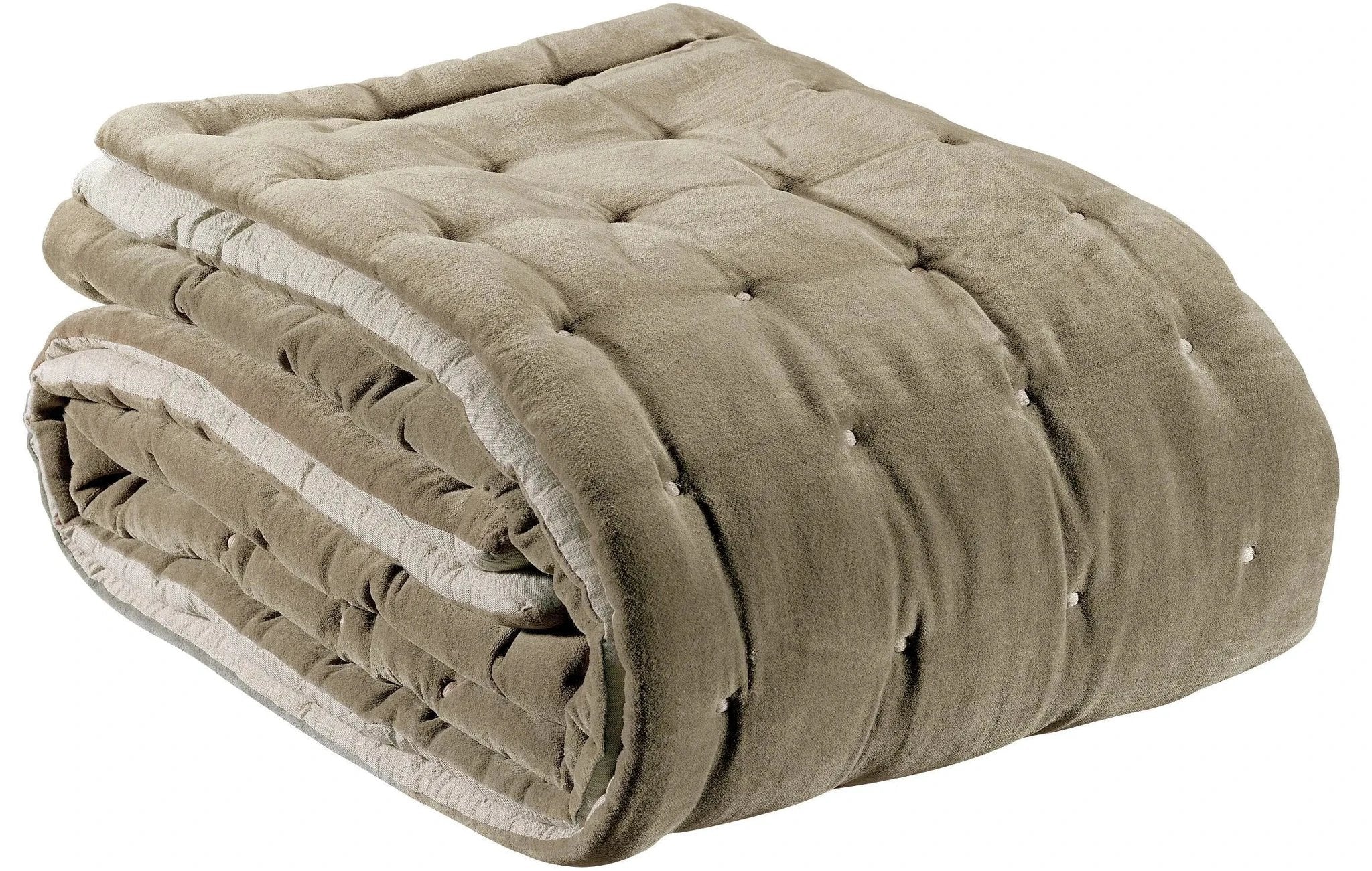 Chemin de lit Vivaraise en tissu doux beige avec matelassage élégant et confortable