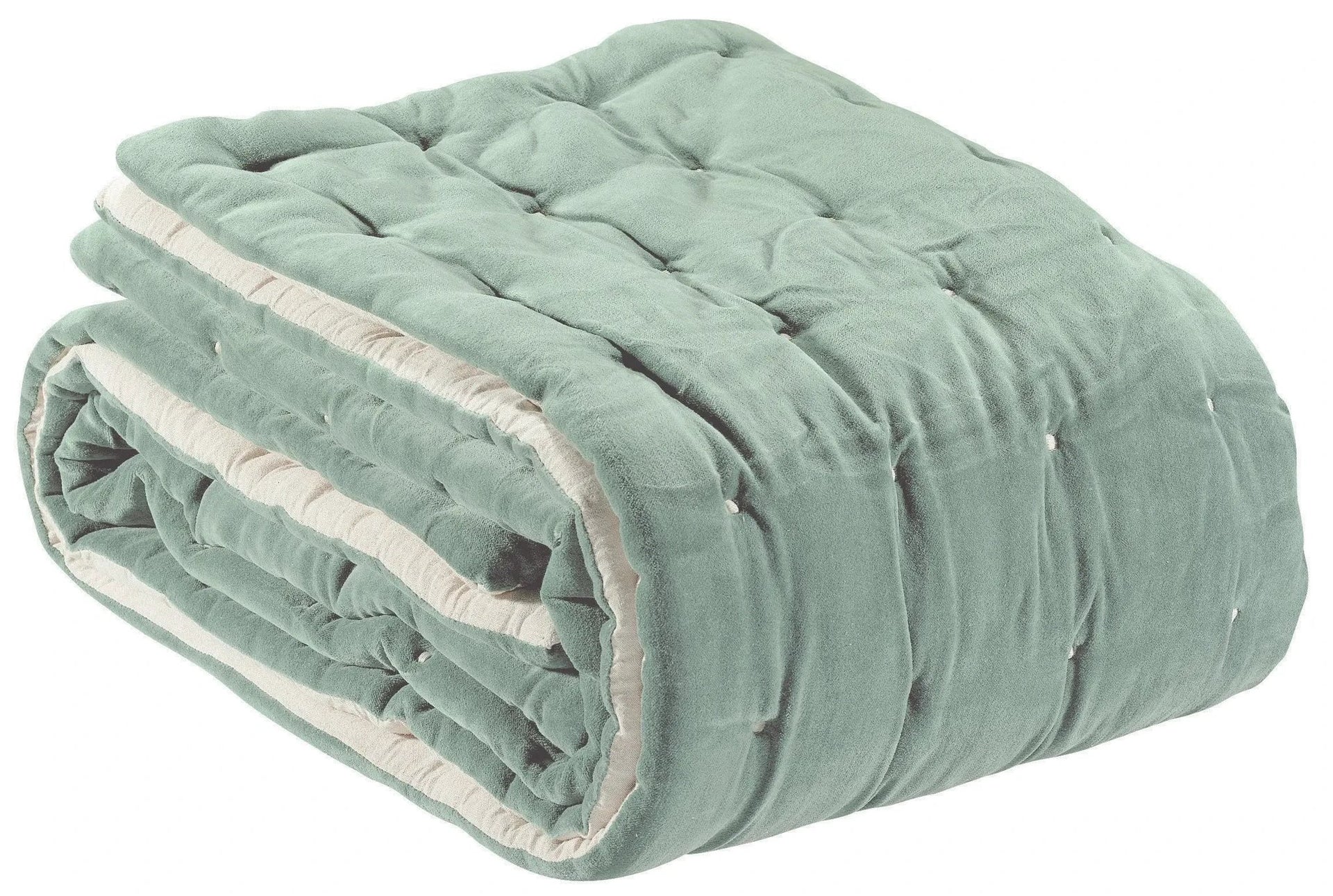 Chemin de lit Vivaraise vert doux matelassé pour décoration et confort de chambre